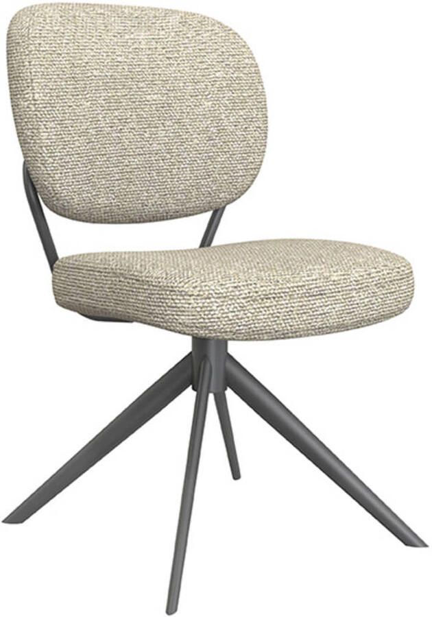 LABEL51 Geneva Eetkamerstoel Naturel Stof Black Frame Stoel Normale eetkamerstoel Draaibaar - Foto 4