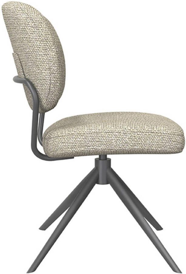 LABEL51 Geneva Eetkamerstoel Naturel Stof Black Frame Stoel Normale eetkamerstoel Draaibaar - Foto 3