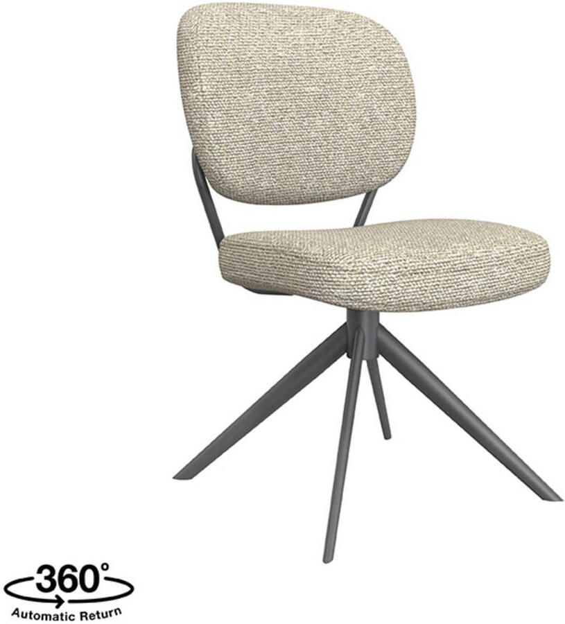 LABEL51 Geneva Eetkamerstoel Naturel Stof Black Frame Stoel Normale eetkamerstoel Draaibaar - Foto 2