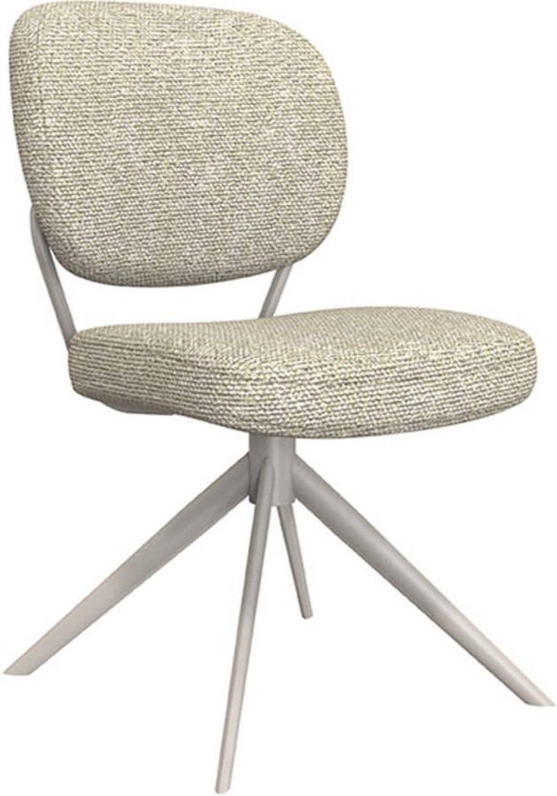 LABEL51 Geneva Eetkamerstoel Naturel Stof Taupe Frame Stoel Normale eetkamerstoel Draaibaar - Foto 4