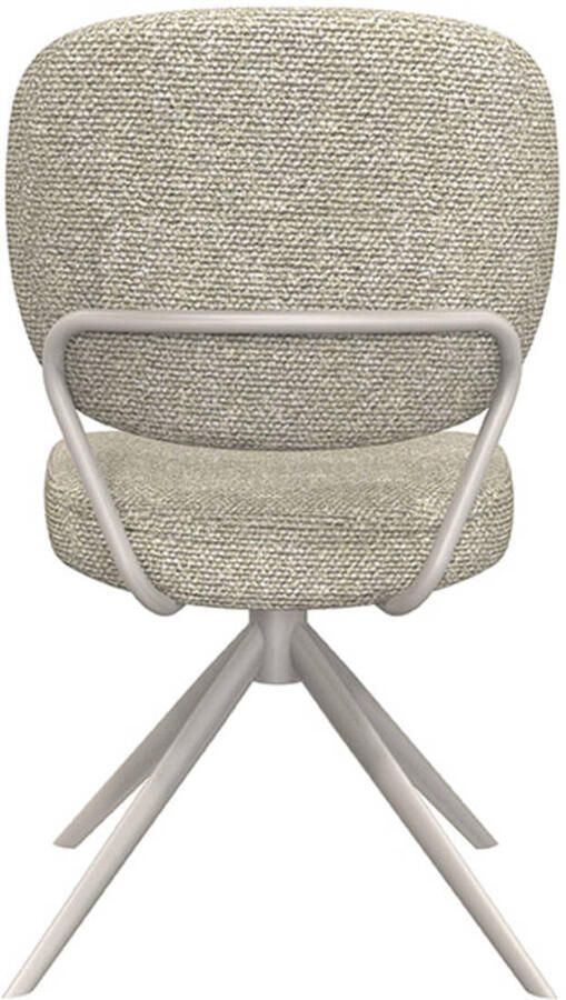 LABEL51 Geneva Eetkamerstoel Naturel Stof Taupe Frame Stoel Normale eetkamerstoel Draaibaar - Foto 3