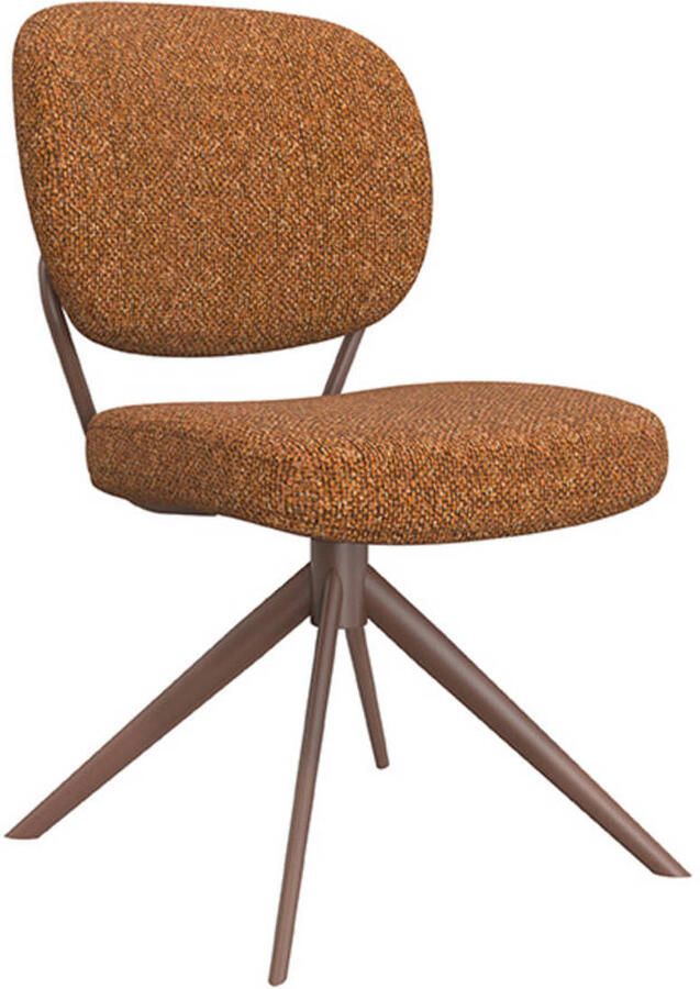 LABEL51 Geneva Eetkamerstoel Oranje Stof Coral Frame Stoel Normale eetkamerstoel Draaibaar - Foto 3