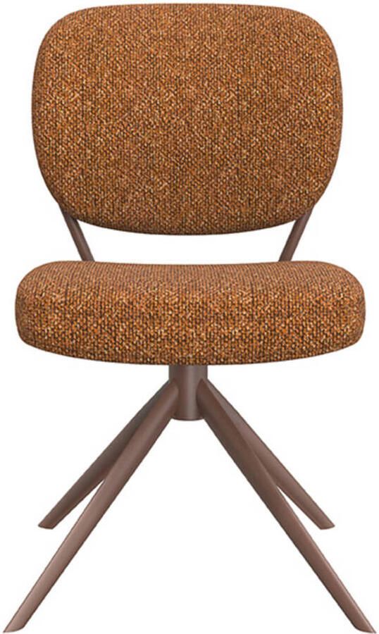 LABEL51 Geneva Eetkamerstoel Oranje Stof Coral Frame Stoel Normale eetkamerstoel Draaibaar - Foto 2