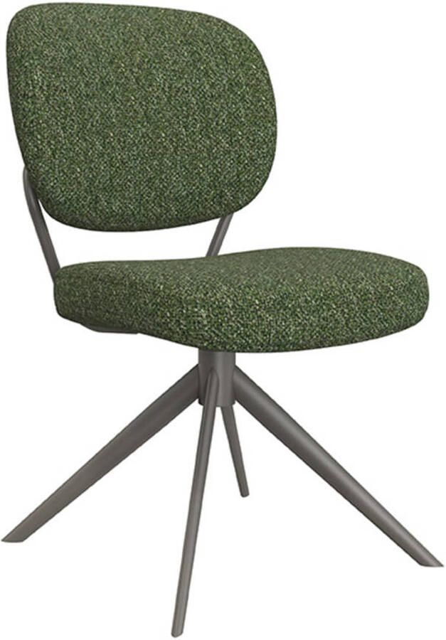LABEL51 Geneva Eetkamerstoel Groen Stof Forest Frame Stoel Normale eetkamerstoel Draaibaar - Foto 4