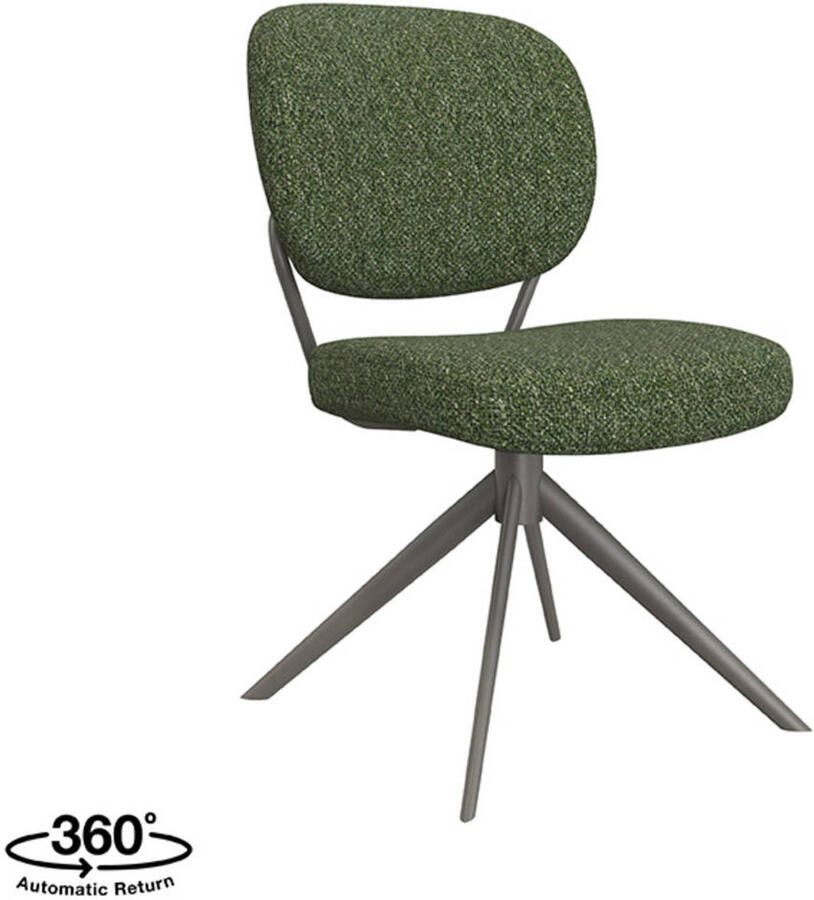 LABEL51 Geneva Eetkamerstoel Groen Stof Forest Frame Stoel Normale eetkamerstoel Draaibaar - Foto 2