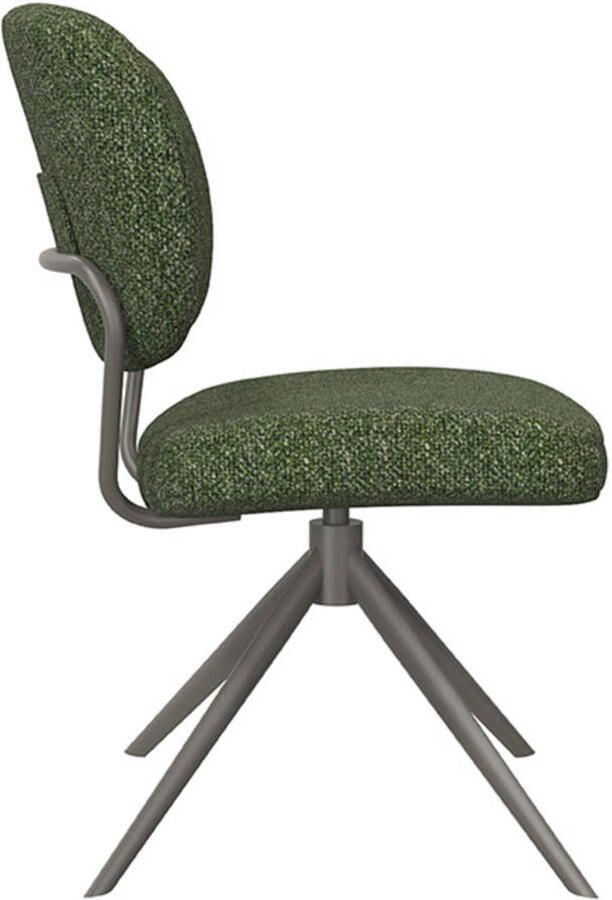 LABEL51 Geneva Eetkamerstoel Groen Stof Forest Frame Stoel Normale eetkamerstoel Draaibaar - Foto 3