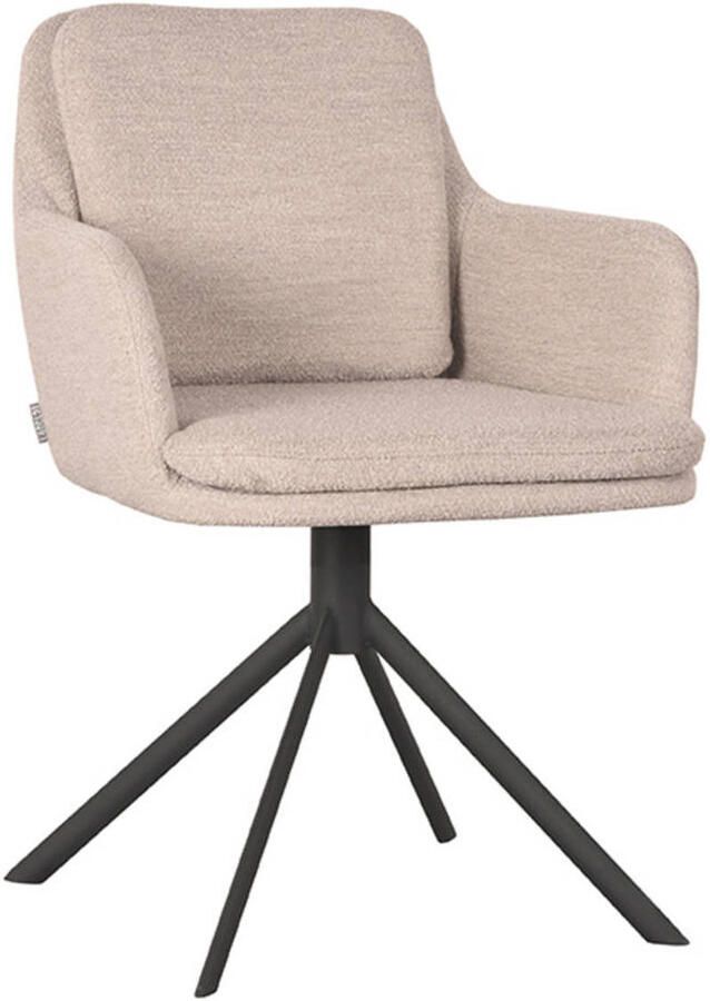 LABEL51 Joy Eetkamerstoel Naturel Stof Black Frame Stoel Normale eetkamerstoel Draaibaar Met Armleuning - Foto 4