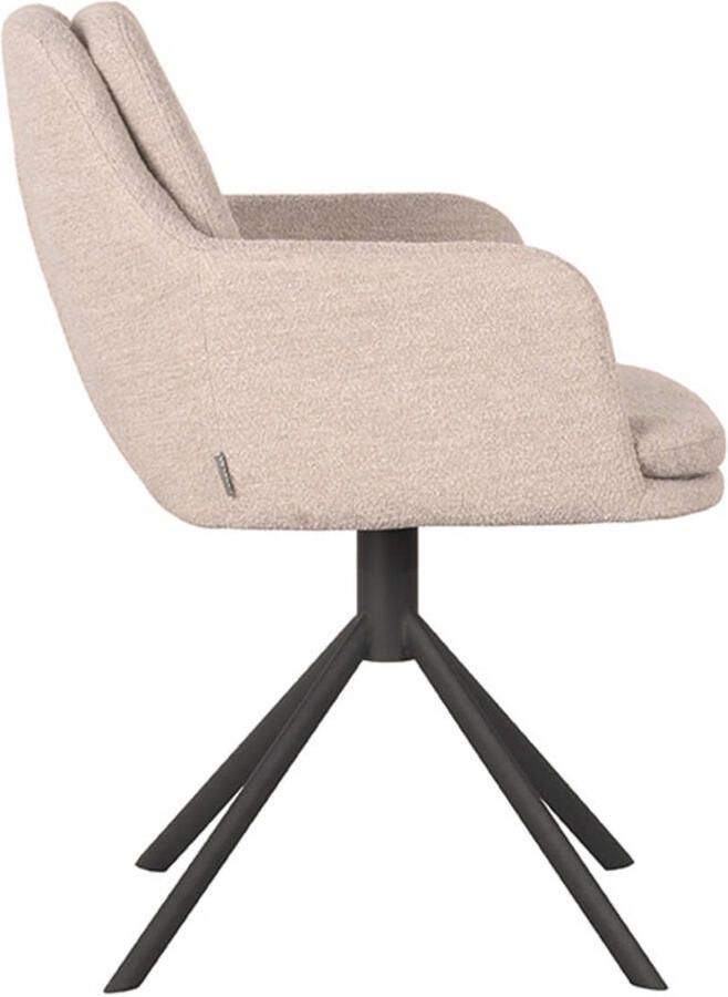 LABEL51 Joy Eetkamerstoel Naturel Stof Black Frame Stoel Normale eetkamerstoel Draaibaar Met Armleuning - Foto 3
