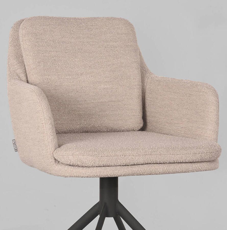 LABEL51 Joy Eetkamerstoel Naturel Stof Black Frame Stoel Normale eetkamerstoel Draaibaar Met Armleuning