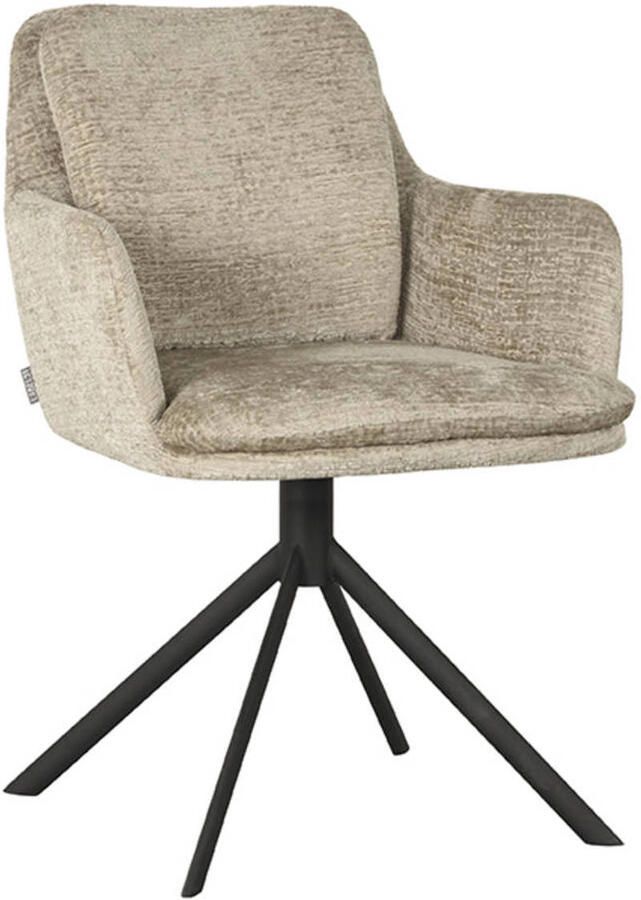 LABEL51 Joy Eetkamerstoel Naturel Stof Black Frame Stoel Normale eetkamerstoel Draaibaar Met Armleuning - Foto 4