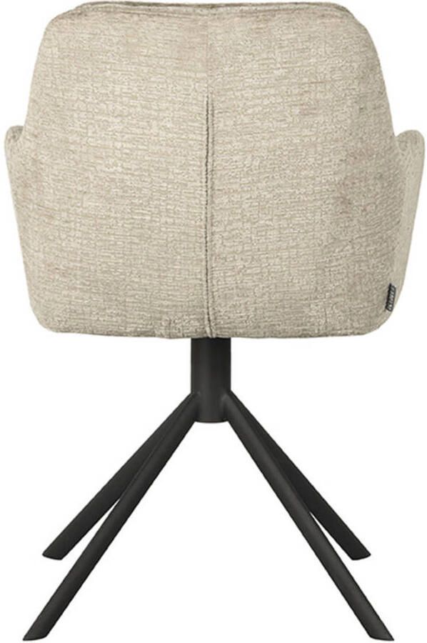 LABEL51 Joy Eetkamerstoel Naturel Stof Black Frame Stoel Normale eetkamerstoel Draaibaar Met Armleuning - Foto 3