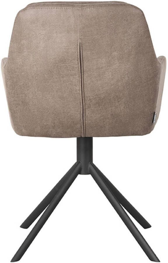 LABEL51 Joy Eetkamerstoel Bruin Stof Black Frame Stoel Normale eetkamerstoel Draaibaar Met Armleuning - Foto 2