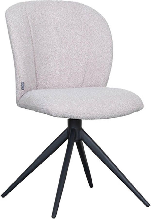 LABEL51 Kimo Eetkamerstoel Naturel Stof Black Frame Stoel Normale eetkamerstoel Draaibaar - Foto 4