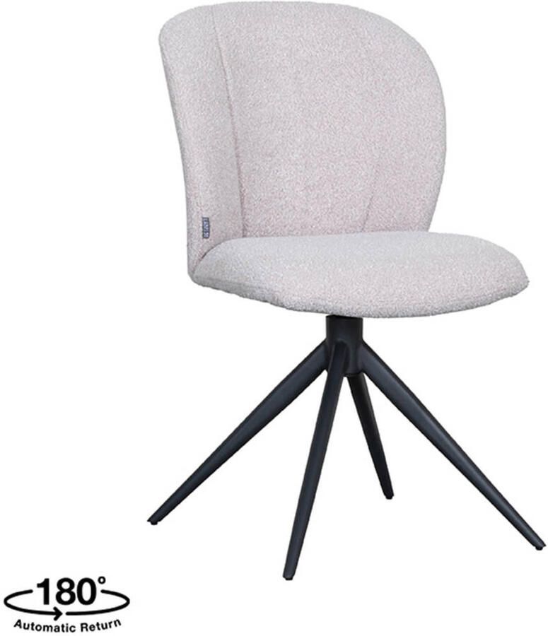 LABEL51 Kimo Eetkamerstoel Naturel Stof Black Frame Stoel Normale eetkamerstoel Draaibaar - Foto 2