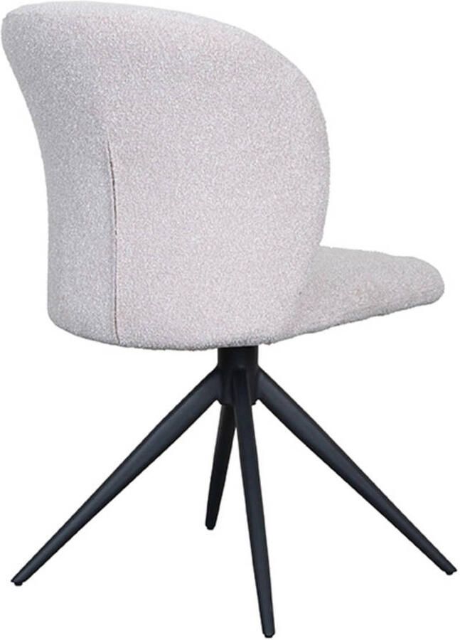 LABEL51 Kimo Eetkamerstoel Naturel Stof Black Frame Stoel Normale eetkamerstoel Draaibaar - Foto 3