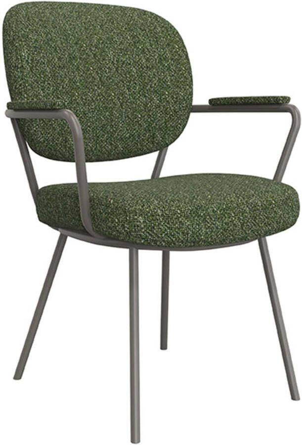 LABEL51 Lausanne Eetkamerstoel Groen Stof Forest Frame Stoel Normale eetkamerstoel Met Armleuning - Foto 4