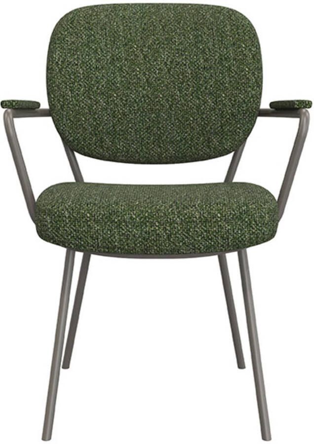 LABEL51 Lausanne Eetkamerstoel Groen Stof Forest Frame Stoel Normale eetkamerstoel Met Armleuning - Foto 2