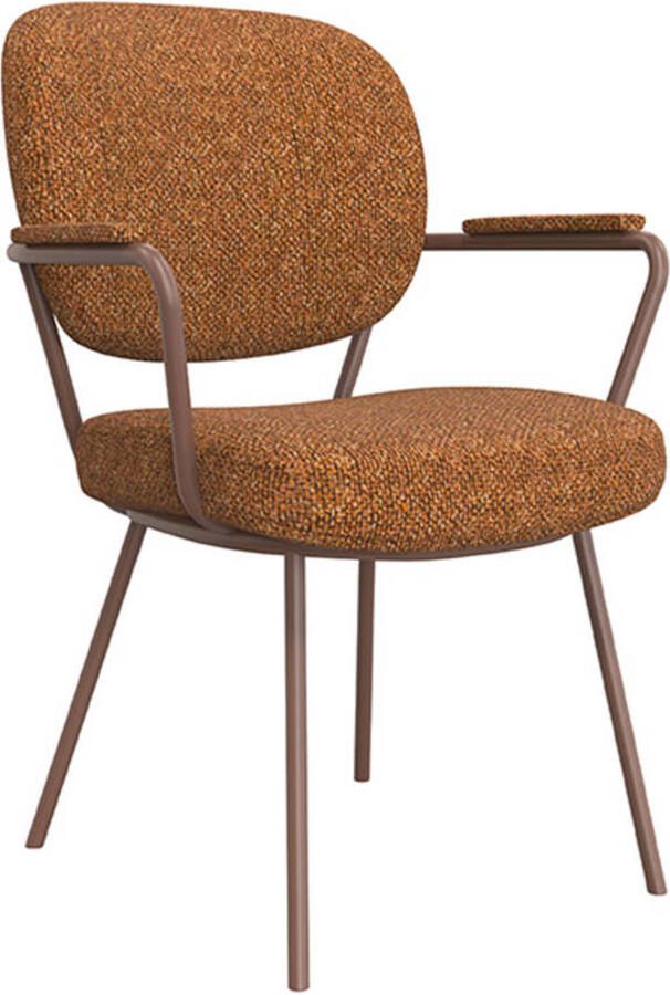 LABEL51 Lausanne Eetkamerstoel Oranje Stof Coral Frame Stoel Normale eetkamerstoel Met Armleuning - Foto 4