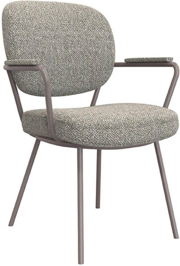 LABEL51 I_Lausanne Eetkamerstoel GRIJS Royal Stof Brons Metalen Frame Stoel Normale eetkamerstoel Met Armleuning - Foto 2