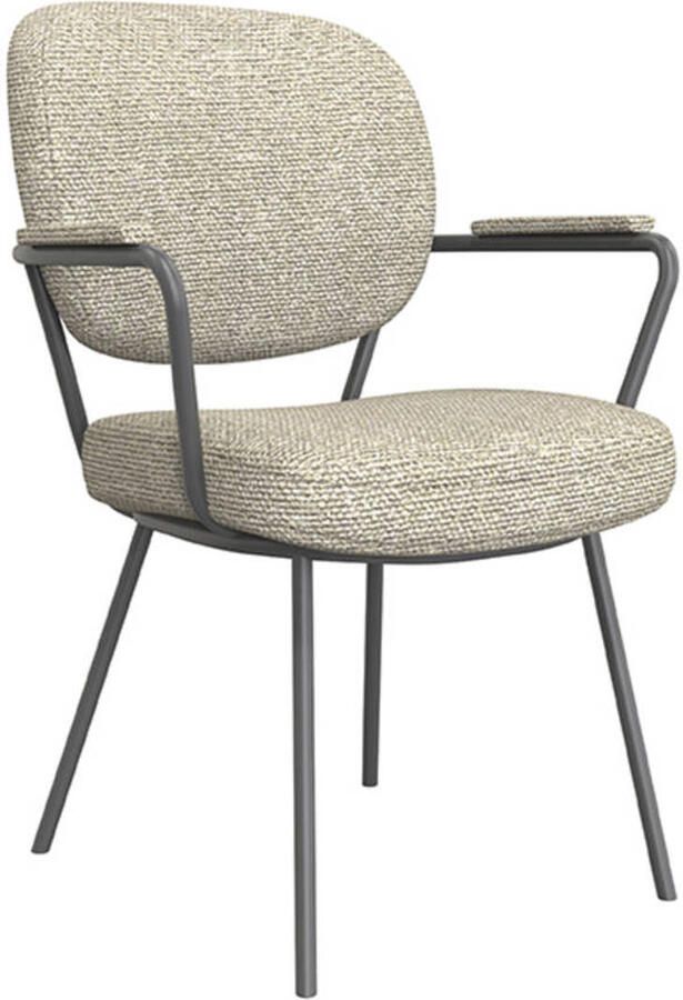 LABEL51 Lausanne Eetkamerstoel Naturel Stof Black Frame Stoel Normale eetkamerstoel Met Armleuning - Foto 4