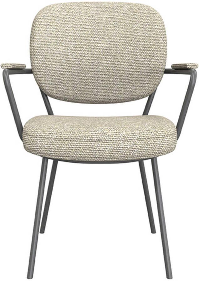 LABEL51 Lausanne Eetkamerstoel Naturel Stof Black Frame Stoel Normale eetkamerstoel Met Armleuning - Foto 2