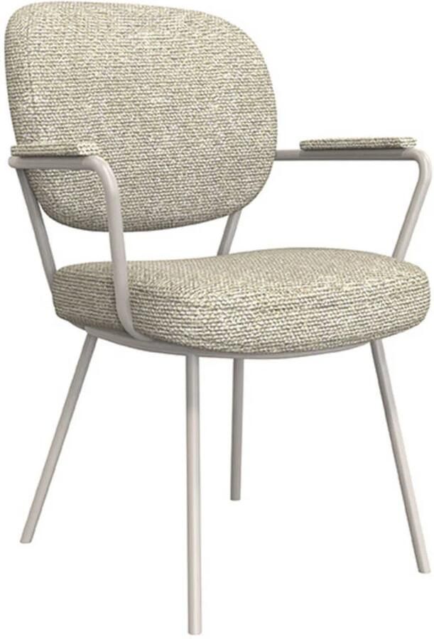 LABEL51 I_Lausanne Eetkamerstoel NATUREL Royal Stof Taupe Metalen Frame Stoel Normale eetkamerstoel Met Armleuning - Foto 2