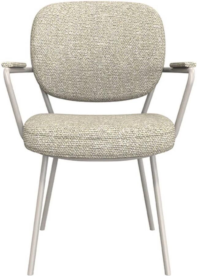 LABEL51 I_Lausanne Eetkamerstoel NATUREL Royal Stof Taupe Metalen Frame Stoel Normale eetkamerstoel Met Armleuning - Foto 3