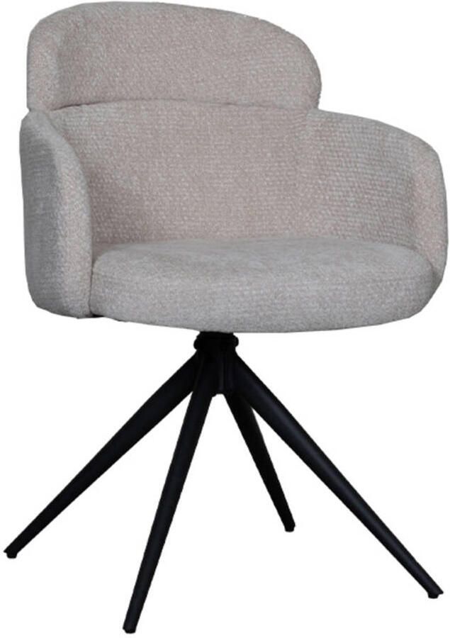 LABEL51 Levi Eetkamerstoel Naturel Velvet Black Frame Stoel Normale eetkamerstoel Draaibaar Met Armleuning - Foto 4