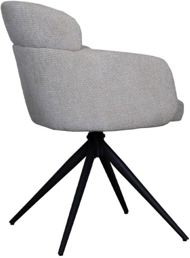 LABEL51 Levi Eetkamerstoel Naturel Velvet Black Frame Stoel Normale eetkamerstoel Draaibaar Met Armleuning - Foto 2