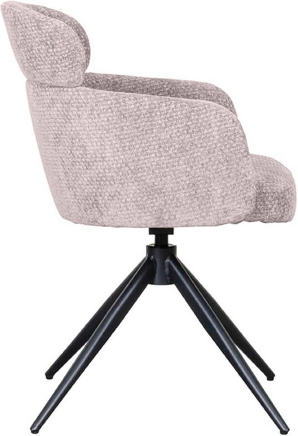 LABEL51 Levi Eetkamerstoel Naturel Velvet Black Frame Stoel Normale eetkamerstoel Draaibaar Met Armleuning - Foto 3