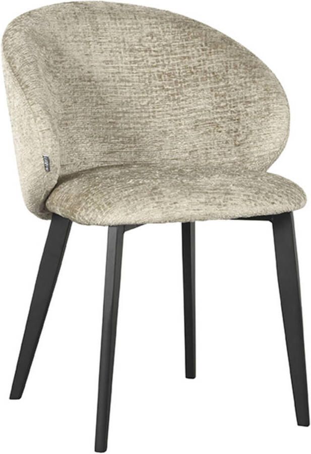LABEL51 Logan Eetkamerstoel Naturel Stof Black Frame Stoel Normale eetkamerstoel Met Armleuning - Foto 3