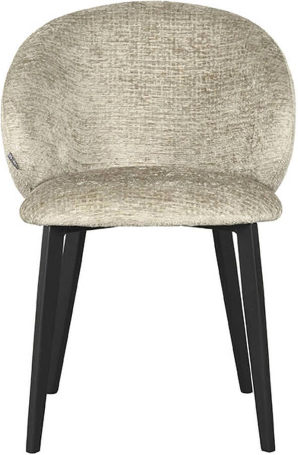 LABEL51 Logan Eetkamerstoel Naturel Stof Black Frame Stoel Normale eetkamerstoel Met Armleuning - Foto 2