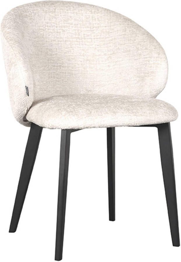 LABEL51 Logan Eetkamerstoel Creme Stof Black Frame Stoel Normale eetkamerstoel Met Armleuning - Foto 3