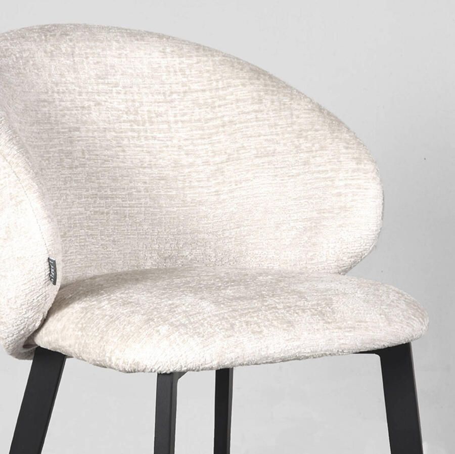 LABEL51 Logan Eetkamerstoel Creme Stof Black Frame Stoel Normale eetkamerstoel Met Armleuning - Foto 2