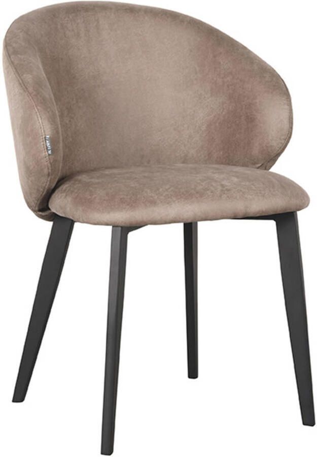 LABEL51 Logan Eetkamerstoel Bruin Stof Black Frame Stoel Normale eetkamerstoel Met Armleuning - Foto 4