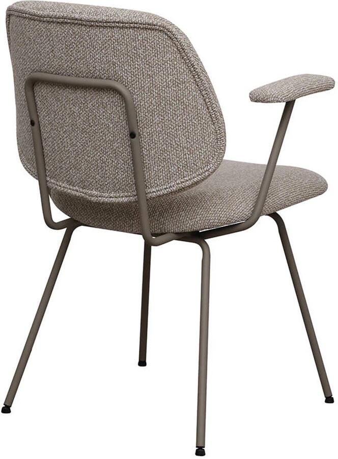 LABEL51 Loreto Eetkamerstoel Naturel Royal Stof Taupe Metalen Frame Stoel Normale eetkamerstoel