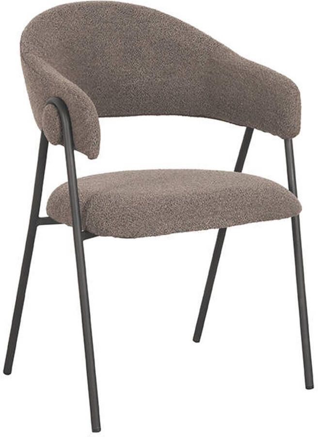 LABEL51 Lowen Eetkamerstoel Bruin Stof Black Frame Stoel Normale eetkamerstoel Met Armleuning - Foto 3