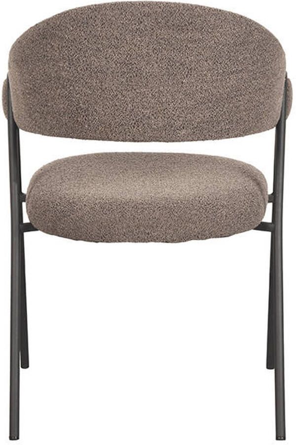 LABEL51 Lowen Eetkamerstoel Bruin Stof Black Frame Stoel Normale eetkamerstoel Met Armleuning