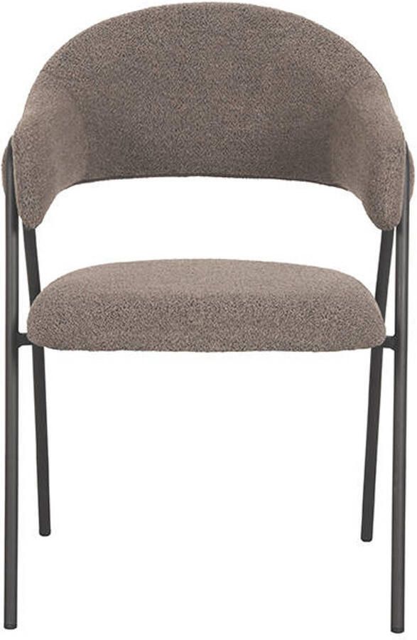 LABEL51 Lowen Eetkamerstoel Bruin Stof Black Frame Stoel Normale eetkamerstoel Met Armleuning - Foto 2