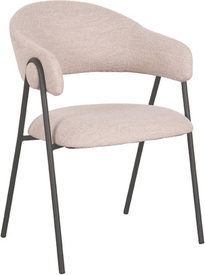 LABEL51 Lowen Eetkamerstoel Naturel Stof Black Frame Stoel Normale eetkamerstoel Met Armleuning - Foto 3