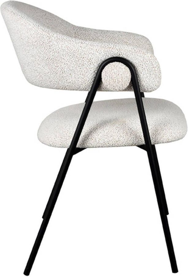 LABEL51 Lowen Eetkamerstoel Wit Stof Black Frame Stoel Normale eetkamerstoel Met Armleuning - Foto 3