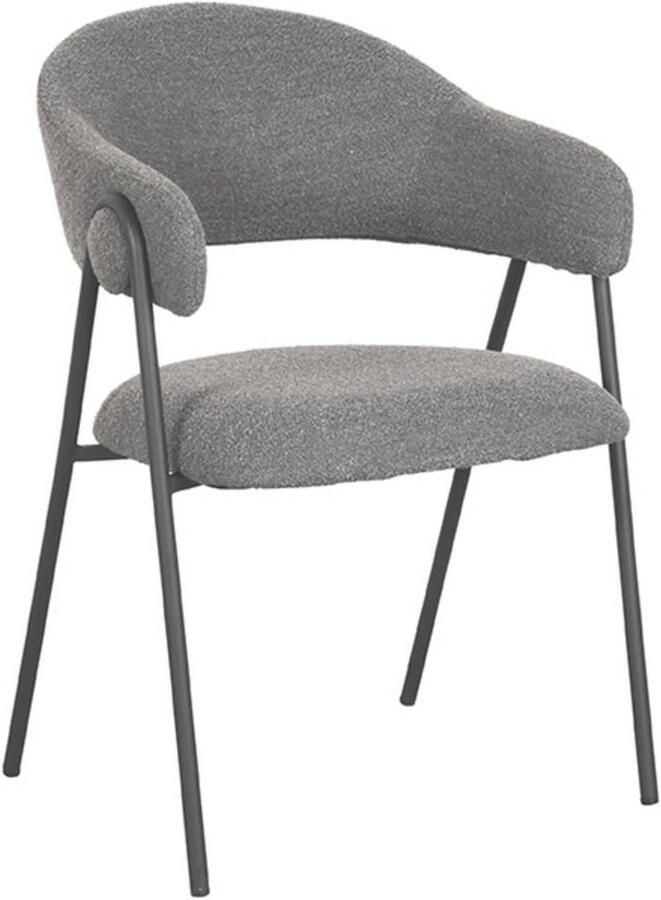LABEL51 Lowen Eetkamerstoel Grijs Stof Black Frame Stoel Normale eetkamerstoel Met Armleuning - Foto 3