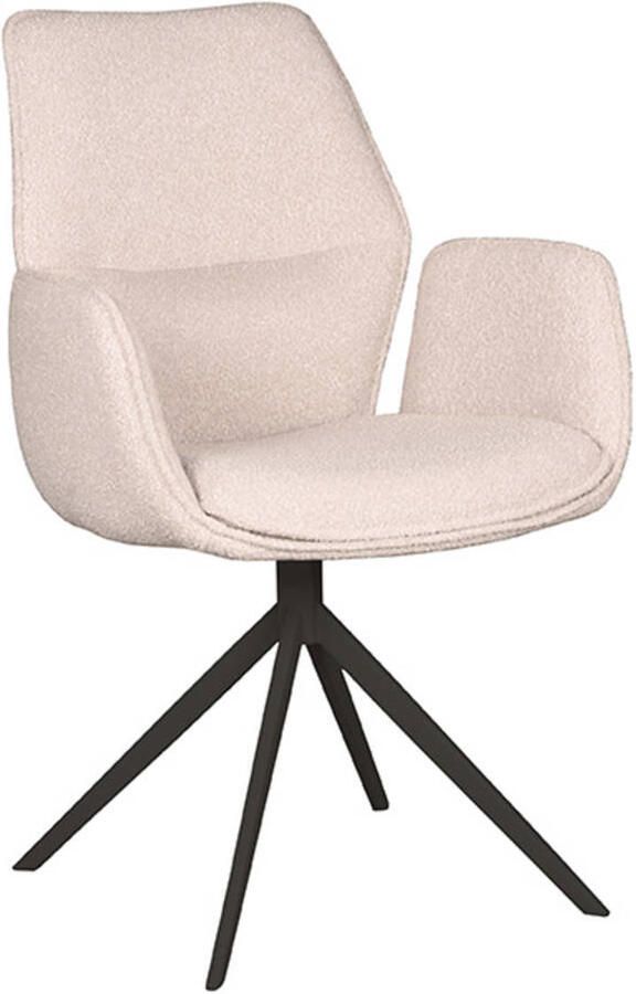 LABEL51 Mellow Eetkamerstoel Naturel Stof Black Frame Stoel Normale eetkamerstoel Draaibaar Met Armleuning - Foto 4