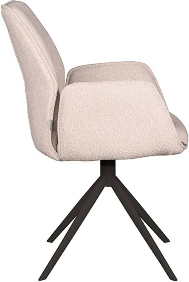 LABEL51 Mellow Eetkamerstoel Naturel Stof Black Frame Stoel Normale eetkamerstoel Draaibaar Met Armleuning - Foto 2
