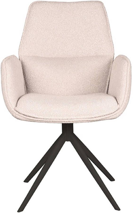 LABEL51 Mellow Eetkamerstoel Naturel Stof Black Frame Stoel Normale eetkamerstoel Draaibaar Met Armleuning - Foto 3