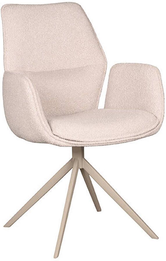 LABEL51 Mellow Eetkamerstoel Naturel Stof Taupe Frame Stoel Normale eetkamerstoel Draaibaar Met Armleuning - Foto 4