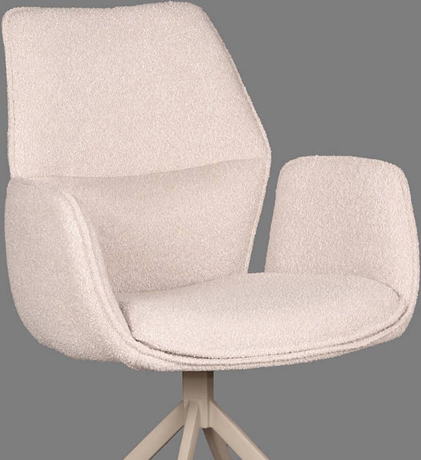 LABEL51 Mellow Eetkamerstoel Naturel Stof Taupe Frame Stoel Normale eetkamerstoel Draaibaar Met Armleuning