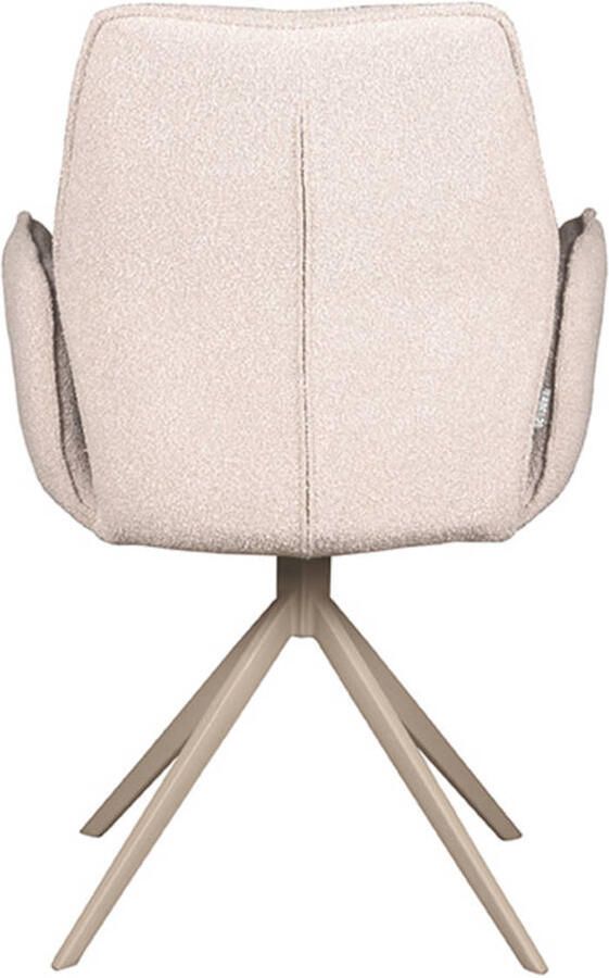 LABEL51 Mellow Eetkamerstoel Naturel Stof Taupe Frame Stoel Normale eetkamerstoel Draaibaar Met Armleuning - Foto 3
