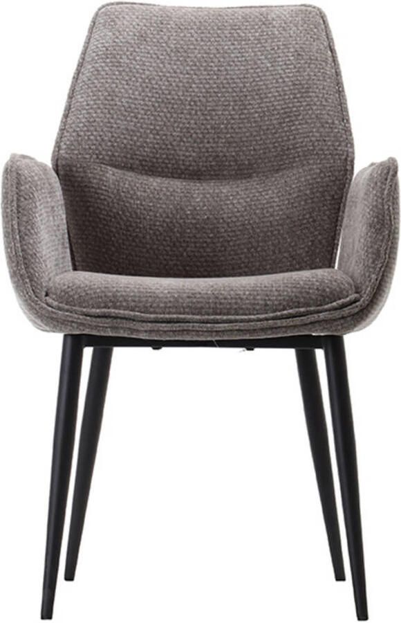 LABEL51 Morris Eetkamerstoel Grijs Velvet Black Frame Stoel Normale eetkamerstoel Met Armleuning - Foto 4