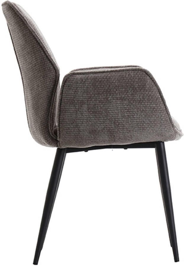 LABEL51 Morris Eetkamerstoel Grijs Velvet Black Frame Stoel Normale eetkamerstoel Met Armleuning - Foto 2